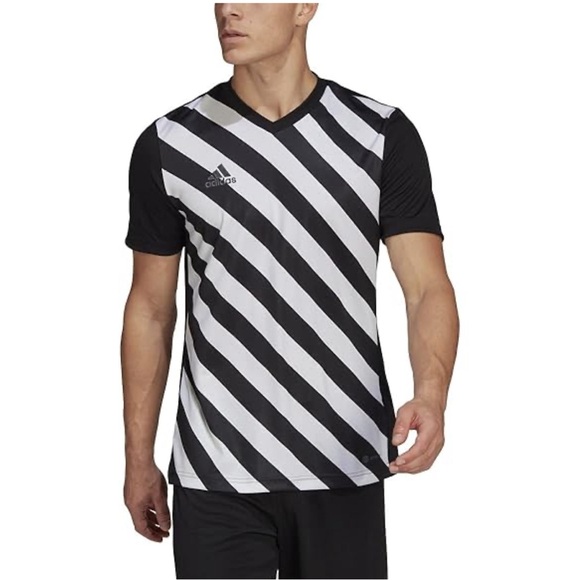 Adidas Soccer Jersey / DryFit Exercise Shirt Black & White NEW - Picture 5 of 6